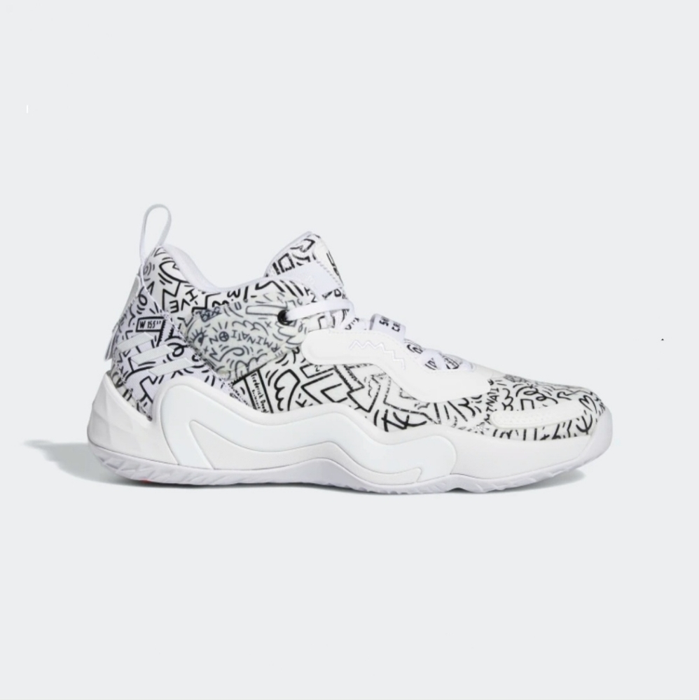 adidas White and Black Graphic Athletic Shoes